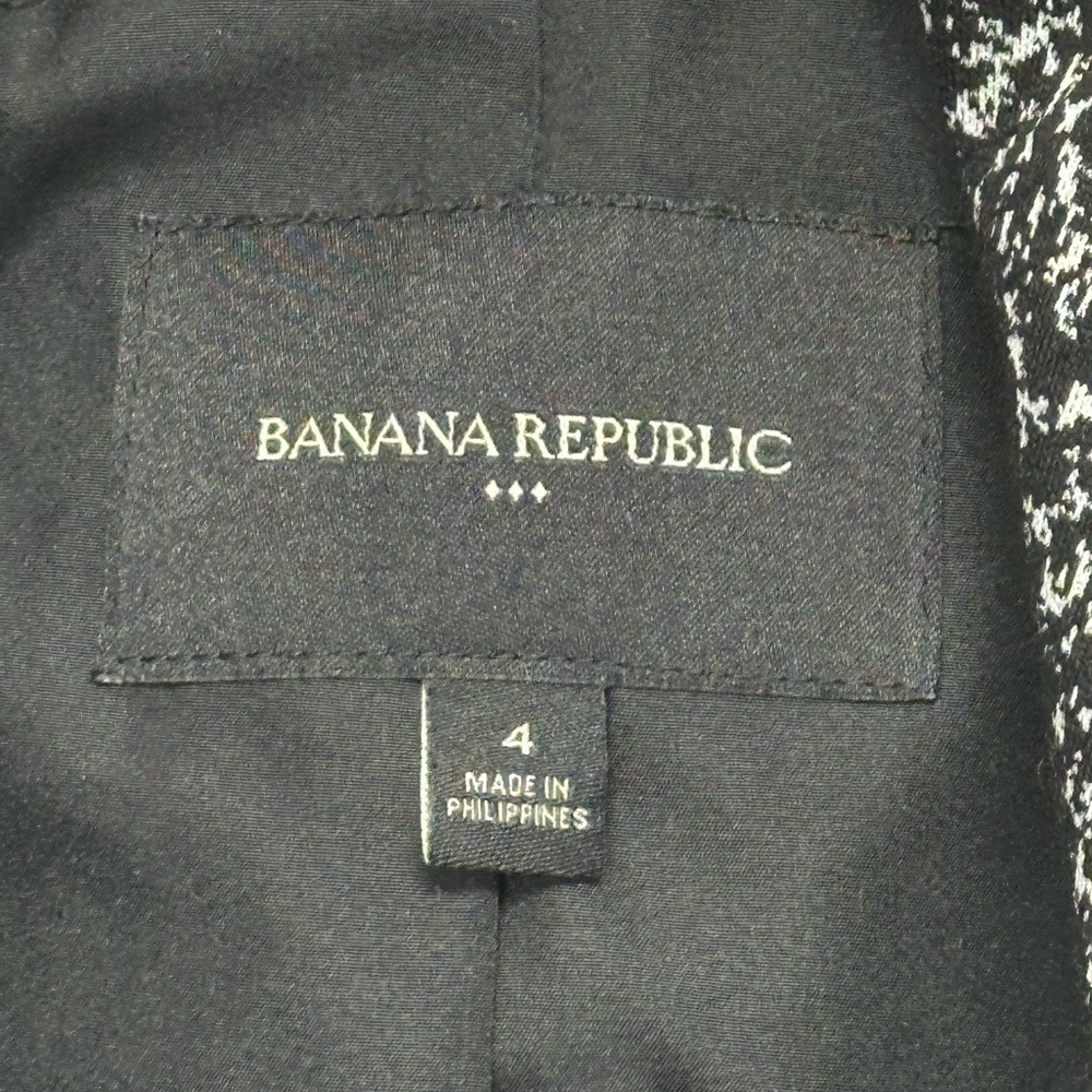 Banana Republic Black White Gray Chevron Tie Belt Wrap Style Trench Coat Sz 4 - Picture 8 of 8